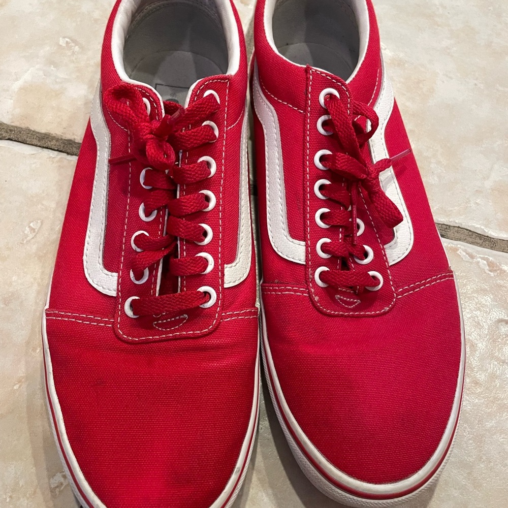 Vans Men's Red Canvas Sneakers